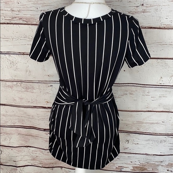 Blue Blush Black & White Pinstripe Dress small - Picture 4 of 8